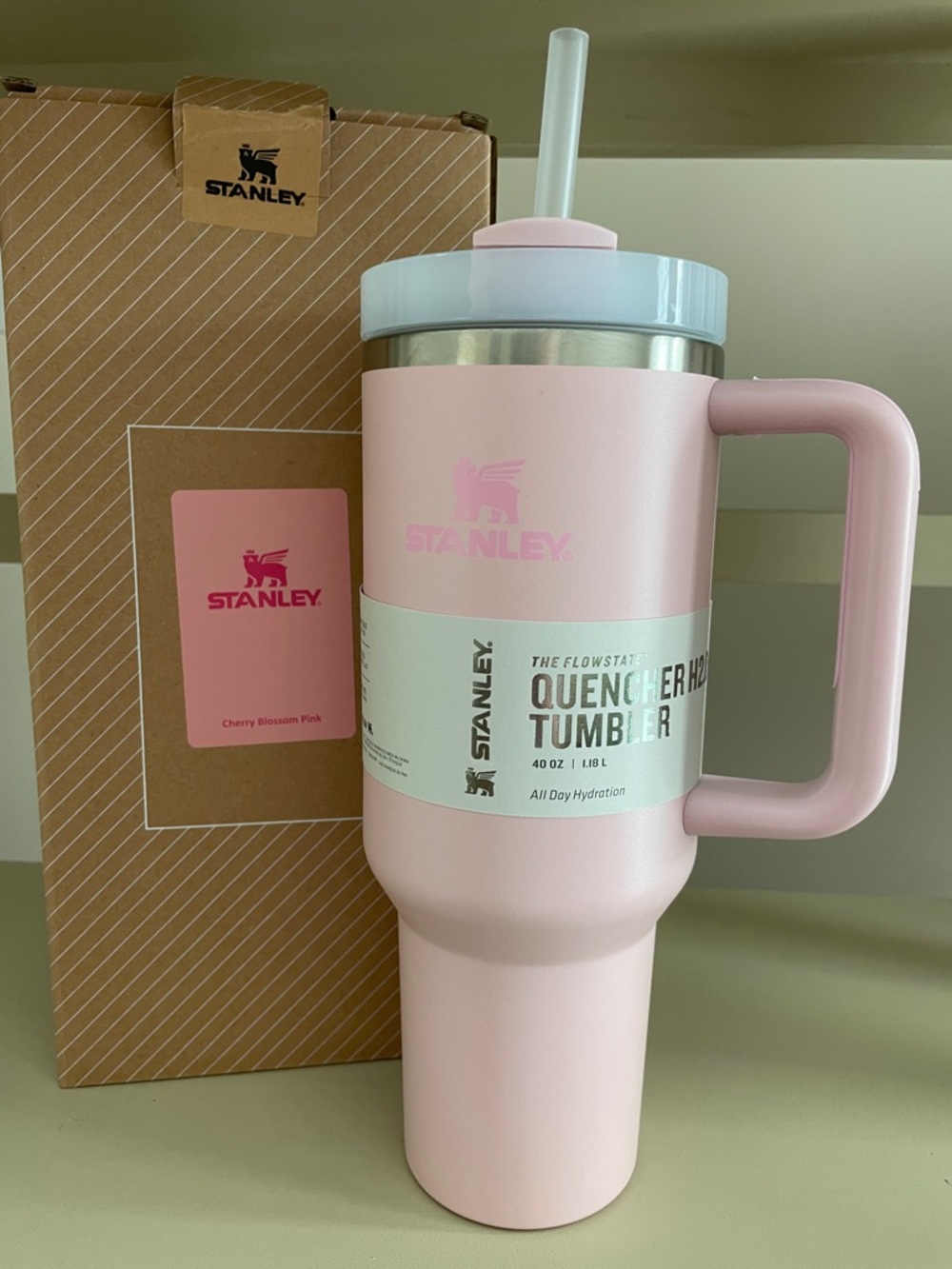 Stanley Pink Quencher H2.0 Tumbler with Handle and Straw Lid 40 oz